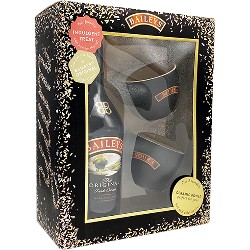 Baileys Original Irish Cream Liqueur Gift Set with 2 Ceramic Bowls